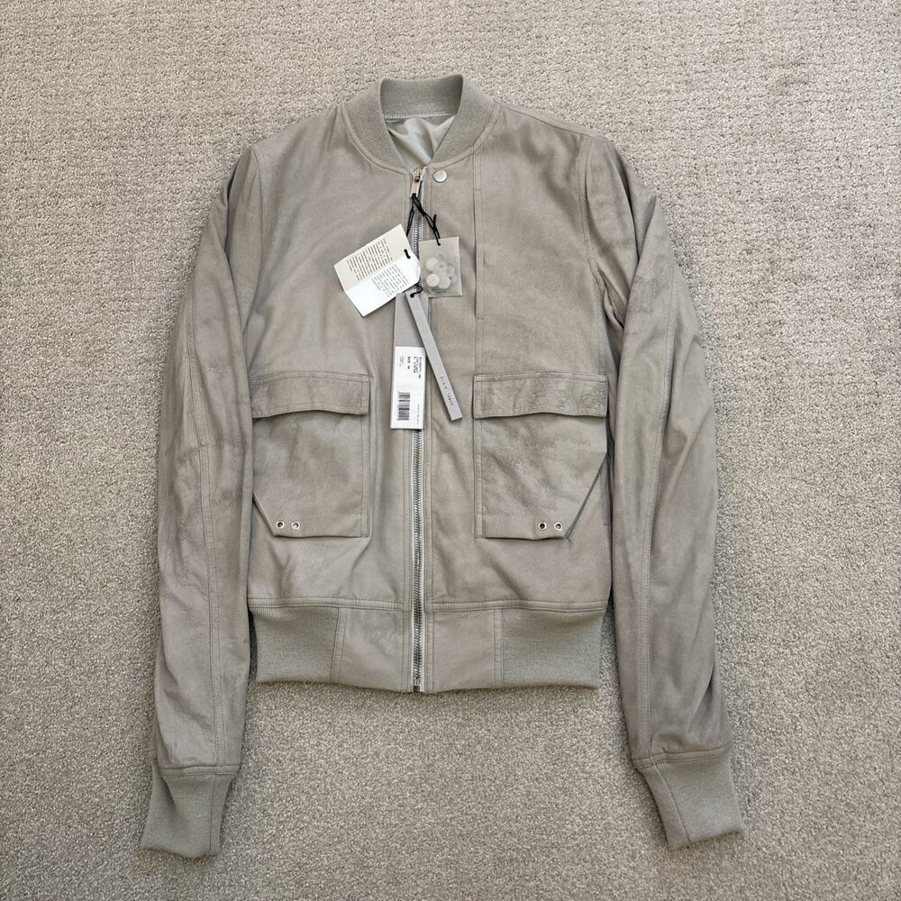 Rick Owens Mens COP Leather Flight Bomber Jacket 61 Oyster Lamb Leather Babel